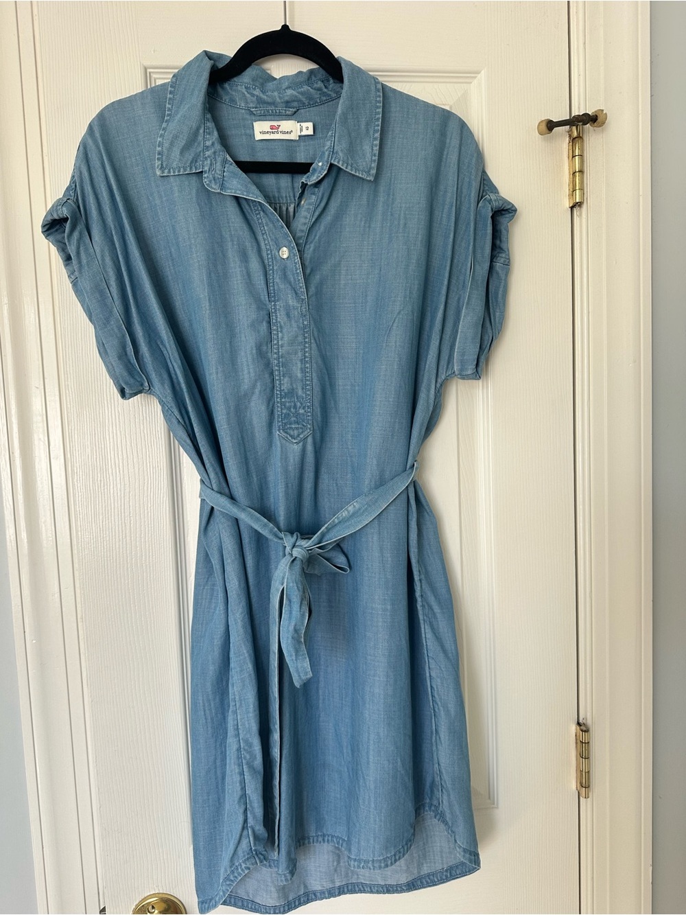 Vineyard Vines Light Blue Chambray Mini Dress with Tie Belt 12